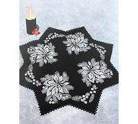 KAMACA Kit de broderie au point de croix pré-imprimé en coton avec modèle de broderie - Kit de broderie à broder soi-même - Adultes (Noël - étoile noire - 75 x 75 cm)