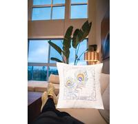 KAMACA Kit de broderie complet avec modèle de broderie - Housse de coussin 40 x 40 cm - Point plat, point de tige, peinture à l'aiguille pré-imprimée - Pour adultes