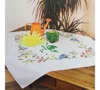 KAMACA Kit de Broderie Complet Avec Modèle Pré-Imprimé - Point Plat et Point de Tige - En Coton - Pour Adultes (Fleurs d'Été MD 80 x 80 cm)