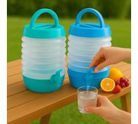 KAMACA Lot de 2 distributeurs de boisson pliables avec robinet - 3,5 l chacun - Distributeur d'eau portable avec couvercle et anse Idéal pour le camping, le jardin, les pique-niques, les fêtes en