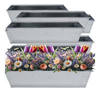 KAMACA Lot de 8 pots de fleurs en zinc pour palettes européennes, pots de fleurs, herbes, balcons, pots de fleurs en métal galvanisé, 38 cm, argenté