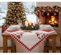 KAMACA Nappe bonhommes de neige et lutin - Motif imprimé de qualité supérieure avec de merveilleux motifs hivernaux - Un bijou pour l'hiver, l'Avent Noël (lutin d'hiver, nappe 85 x 85 cm)