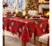 KAMACA Nappe de Noël - Rouge - Facile d'entretien - Résistante - Décoration de table festive pour l'hiver, la cuisine et la table à manger - Attire tous les regards - Automne Hiver et Noël - (X-Mas