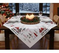 KAMACA Nappe de table - 85 x 85 cm - Nappe d'hiver et de Noël avec motif lutin joyeux - Décoration de table festive pour la cuisine, la salle à manger et le salon - Robuste - Pour l'hiver et Noël