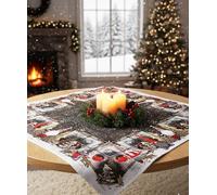 Kamaca Nappe lutin imprimé de qualité supérieure avec de magnifiques motifs de Noël - Un bijou sur chaque table pour l'hiver, l'Avent et Noël (lutin, nappe de 85 x 85 cm).