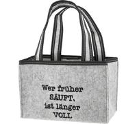 KAMACA Sac à bouteilles pour 6 bouteilles de bière - Porte-bouteilles - Panier à bouteilles en verre - En feutre avec broderie - Idée cadeau parfaite pour les hommes, Pour ceux qui sèment plus tôt.,