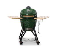 KAMADO BONO Barbecue à Charbon de Bois Vert - 55 cm - Avec Système de Cuisson à Double Zone - Fumoir en Céramique pour la Cuisine, le Fumage et la Pâtisserie