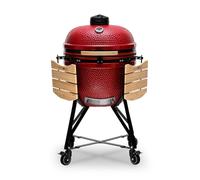 Kamado BONO BBQ Charbon - Kamado Barbecue ceramique XXL Ø 64cm avec 6 ustensiles de cuisson - Rouge Barbecue fumoir charbon de bois livré avec des ustensiles de cuisine supplémentaires
