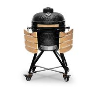 Kamado BONO BBQ Charbon Media - Kamado Barbecue ceramique Ø 51cm avec 10 ustensiles de cuisson - Noir Barbecue fumoir charbon de bois livré avec des ustensiles de cuisine supplémentaires