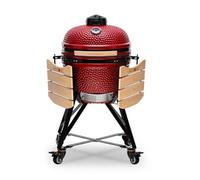 KAMADO BONO Grille de barbecue en céramique, support de 50,8 cm, rouge I Kamado BBQ avec système de cuisson double zone, fumoir pour cuisine, fumage et pâtisserie