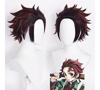 Kamado Tanjiro Perruque courte marron en couches Anime Cosplay pour Demon Slayer Costume Halloween