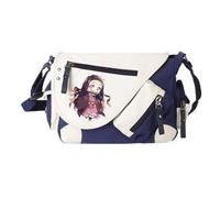 Kamado Tanjiro Tomioka Giyuu/Agatsuma Zen'itsu Sac à bandoulière Anime Kamado Nezuko Sac à main de grande capacité léger tendance avec plusieurs poches latérales pour homme et femme, Bleu Type 1, 32 x