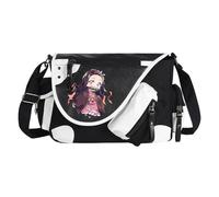 Kamado Tanjiro Tomioka Giyuu/Agatsuma Zen'itsu Sac à bandoulière Anime Kamado Nezuko Sac à main de grande capacité léger tendance avec plusieurs poches latérales pour homme et femme, Noir Type 1, 32 x