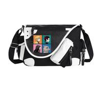 Kamado Tanjiro Tomioka Giyuu/Agatsuma Zen'itsu Sac à bandoulière Anime Kamado Nezuko Sac à main de grande capacité léger tendance avec plusieurs poches latérales pour homme et femme, Noir Type 2, 32 x