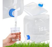Kamai Bidon à eau pliable de 15 litres avec robinet d'écoulement - Sans BPA, bidon en plastique de qualité alimentaire, pliable et peu encombrant, léger et portable, idéal pour le camping, les