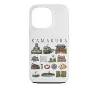 Kamakura Japon Icônes Mignonne Culture Voyage Art Illustration Coque pour iPhone 13 Pro