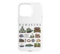 Kamakura Japon Icônes Mignonne Culture Voyage Art Illustration Coque pour iPhone 15 Pro Max