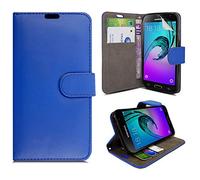 Kamal Star Étui à rabat magnétique en cuir PU avec stylet pour Samsung Galaxy J7 SM-J700F Bleu