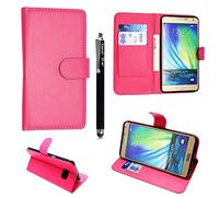KAMAL STAR® Étui à rabat magnétique en cuir synthétique pour Samsung Galaxy J7 (SM-J700F) avec stylet Rose