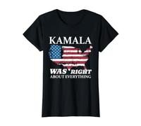 Kamala Was Right About Everything Carte rétro Drapeau américain T-Shirt Graphique avec Valeur, Femme, Noir, XS