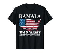 Kamala Was Right About Everything Carte rétro Drapeau américain T-Shirt Graphique avec Valeur, Homme, Noir, XL