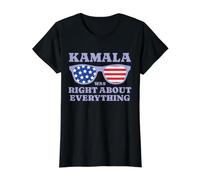 Kamala Was Right About Everything Lunettes de Soleil Drapeau USA T-Shirt Graphique avec Valeur, Femme, Noir, XL