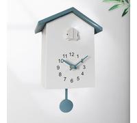 Kamanan Horloge Coucou Moderne avec Fonction de Sommeil Nocturne, Pendule Murale Design pour la Maison, Le Salon (Blanc/Gris)