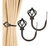 KAMANINA 2 Pièces Embrasses de Rideaux Crochets à Visser, Attache Rideau en Forme de U, Curtain Holdbacks, Embrasse pour Rideaux en Métal pour Rideaux Muraux, Rideaux de Fenêtre(Bronze/1 Paire)
