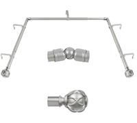 KAMANINA Tringle à rideau de baie vitrée de 2,5 cm, tringle à rideau d'angle simple de 91,4 à 183 cm (tringle centrale), tringles à rideaux latérales argentées antiques de 50,8 à 91,4 cm, embouts à