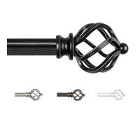 KAMANINA Tringle à Rideaux Extensible 80 à 292cm, Tringle Rideaux Noir Pour Fenetre Balcons Chambres, Tringle avec Extrémité de Cage Torsadée