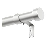 KAMANINA Tringle Rideau Argenté, 80 à 148 cm Tringle à Rideaux Extensible, Barre Rideau Réglable 25 mm de Diamètre aver Couvercle et Supports Ensemblede, Fenêtre Décorative pour Chambre et Salon