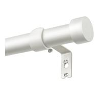 KAMANINA Tringle Rideau Blanc, 80 à 148 cm Tringle à Rideaux Extensible, Barre Rideau Réglable 25 mm de Diamètre aver Couvercle et Supports Ensemblede, Fenêtre Décorative pour Chambre et Salon