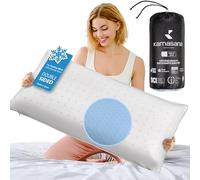 KAMASANA Oreiller Anatomique 40 x 60 - Hauteur 13 cm - Housse Rafraîchissante Bleu Clair - Mousse à Mémoire de Forme - Hypoallergénique, Ergonomique, Respirant, avec Aération et Soutien Cervical