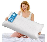 KAMASANA Oreiller Anatomique 40 x 80 - Hauteur 13 cm - Housse Rafraîchissante Blanche - Mousse à Mémoire de Forme - Hypoallergénique, Ergonomique, Respirant, avec Aération et Soutien Cervical