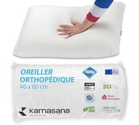 KAMASANA Oreiller Cervical Anatomique 40 x 60 - Hauteur 13 cm - Coussin Ergonomique Contre Les Douleurs Cervicales - Mémoire de Forme avec Technologie Antibactérienne - Hypoallergénique et Respirant