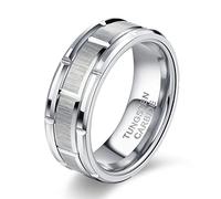 KAMASATO Alliance en tungstène pour homme - Motif brique argentée - 8 mm - Promesse de fiançailles confortable - Taille 7-13, Tungstène, Non connu