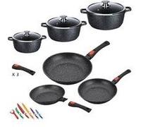 Kamberg - 0008161 - batterie de cuisine 12 pièces : 3 poêles / 3 faitouts - fonte d'aluminium - revêtement pierre - tous feux dont induction - sans pf G