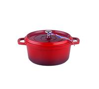 KAMBERG - 0008187 - Cocotte Ø 20 cm Ronde Rouge Flammée - Fonte d'aluminium - Revêtement pierre - Tous feux dont induction - Sans PFOA