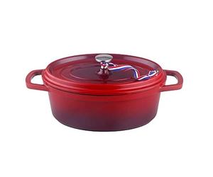 KAMBERG - 0008190 - Cocotte Ø 26 cm Ovale Rouge Flammée - Fonte d'aluminium - Revêtement pierre - Tous feux dont induction - Sans PFOA