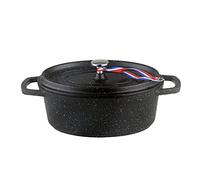 KAMBERG - 0008198 - Cocotte Ø 30 cm Ovale Noire - Fonte d'aluminium - Revêtement pierre - Tous feux dont induction - Sans PFOA