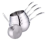 Kamberg - Batterie 5 Casseroles inox 12 / 14 / 16 / 18 / 20 cm - Acier Inoxydable Haute Qualité - Poignée anti chaleur Argent Design - Forme POMME - Bec verseur - Tous Feux dont Induction - 0008115