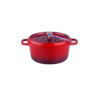 KAMBERG - 0008186 - Cocotte Ø 16 cm Ronde Rouge Flammée - Fonte d'aluminium - Revêtement pierre - Tous feux dont induction - Sans PFOA