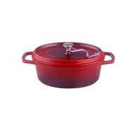 Kamberg - Cocotte Ø 26 cm Ovale Rouge Flammée - Fonte d'aluminium - Revêtement pierre - Tous feux dont induction - Sans PFOA