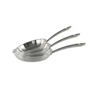KAMBERG - Coffret 3 Poêles Ø20-24-28 cm en Acier Inoxydable 18/10 Triply - Sans PFAS - Tous feux dont induction et four - 0008282, Gris