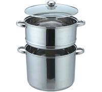 Kamberg - Couscoussier / Cuit Vapeur / Faitout 3 en 1 - Diamètre 24 cm - 8 Litres - Acier Inoxydable Haute Qualité - Couvercle en Verre - Tous Feux dont Induction - 0008071