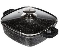 Kamberg - Faitout carré 24 x 24 cm - Fonte d'aluminium - Revêtement pierre - Couvercle en Verre - Tous Feux dont Induction - Sans PFOA - 0008101, Noir