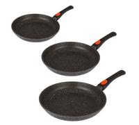 Kamberg - Set lots 3 Poêles 20 / 24 / 28 cm - Manche Amovible - Fonte d'Aluminium - Revêtement Type Pierre - Tous Feux dont Induction - Sans PFOA - 0008019, 28 x 28 x 19 cm, Noir