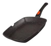 Kamberg - Poêle Grill 28 x 28 cm - Manche Amovible - Fonte d'Aluminium - Revêtement Type Pierre - Tous Feux dont Induction - Sans PFOA - 0008029, Noir