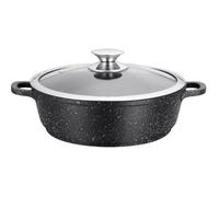 Kamberg - Sautoir 32 cm - Fonte d'Aluminium - Revêtement type pierre - Couvercle en verre - Tous feux dont induction