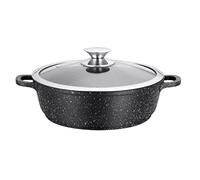 Kamberg - Sautoir / Sauteuse 32 cm - Fonte d'Aluminium - Revêtement Type Pierre - Couvercle en Verre - Tous Feux dont Induction - Sans PFOA - 0008042, 32 x 32 x 7,5 cm, Noir